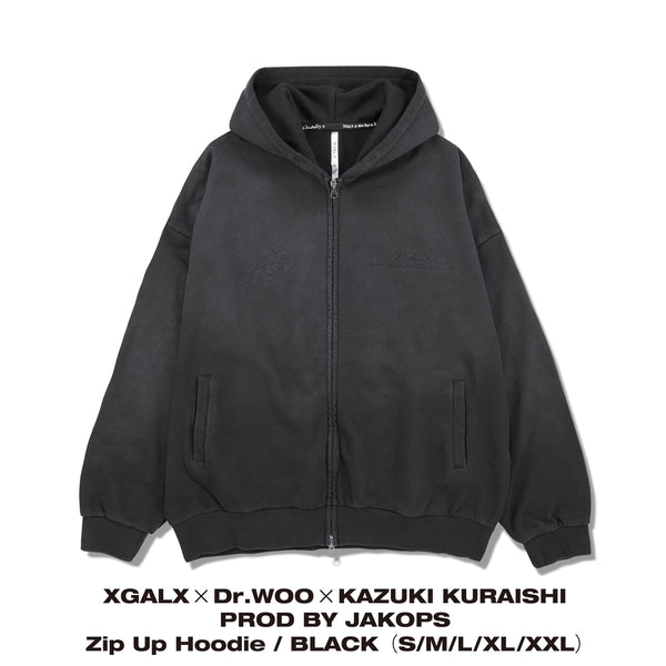 XGALX×Dr.WOO×KAZUKI KURAISHI PROD BY JAKOPS Zip Up Hoodie / BLACK