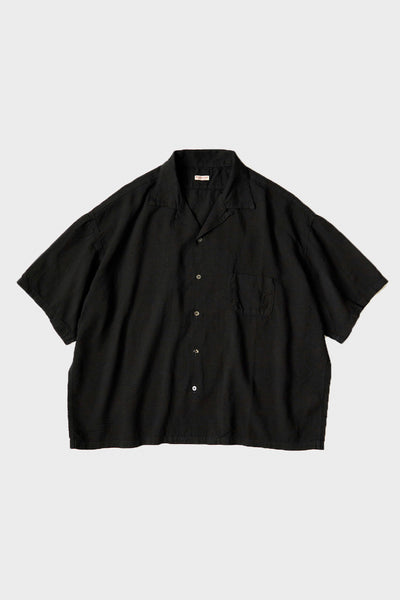 Kapital Soft Linen Open Collar BIG Shirt | Black | Canoe Club