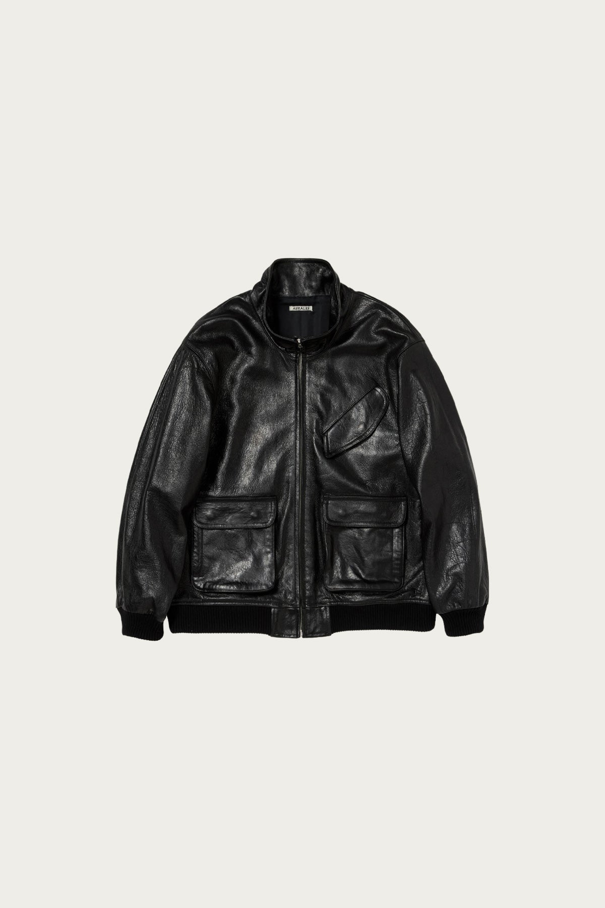 Auralee Lamb Leather Zip Blouson | Black | Canoe Club