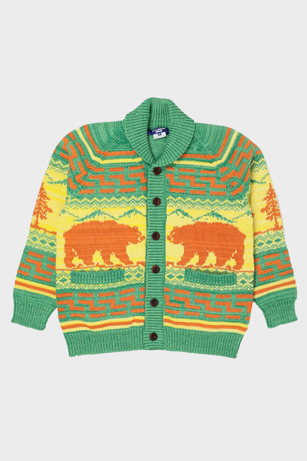 Junya Watanabe Tribal Knit Sweater | Green/Yellow | Canoe Club