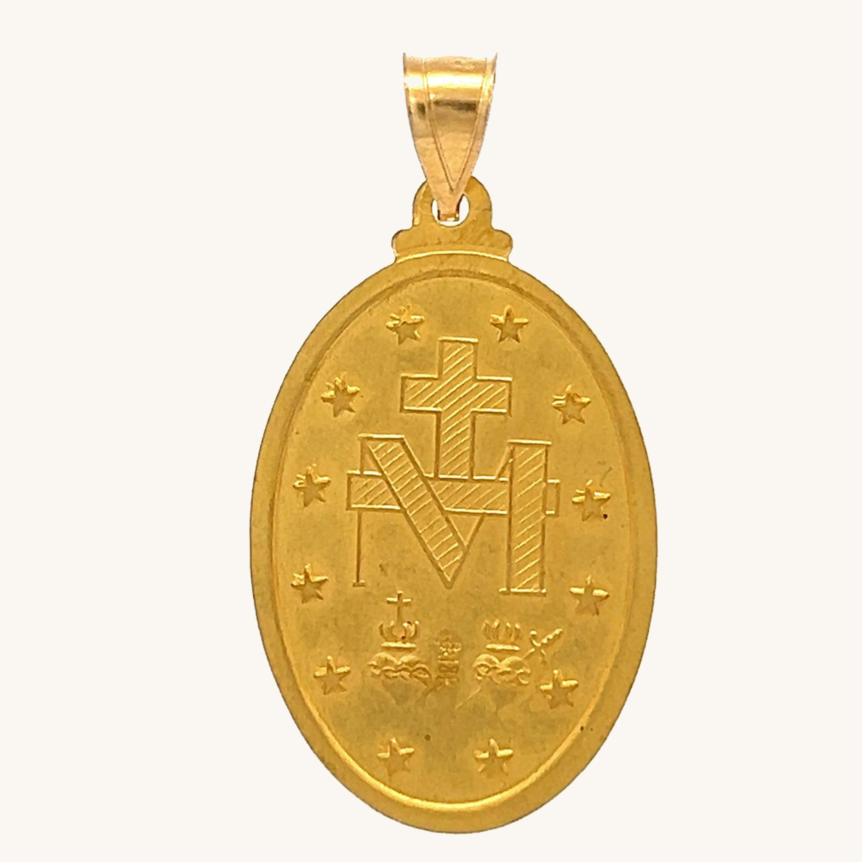 SOLID 18K GOLD MIRACULOUS MEDAL | EXTRA LARGE OVAL | Cross + Crown