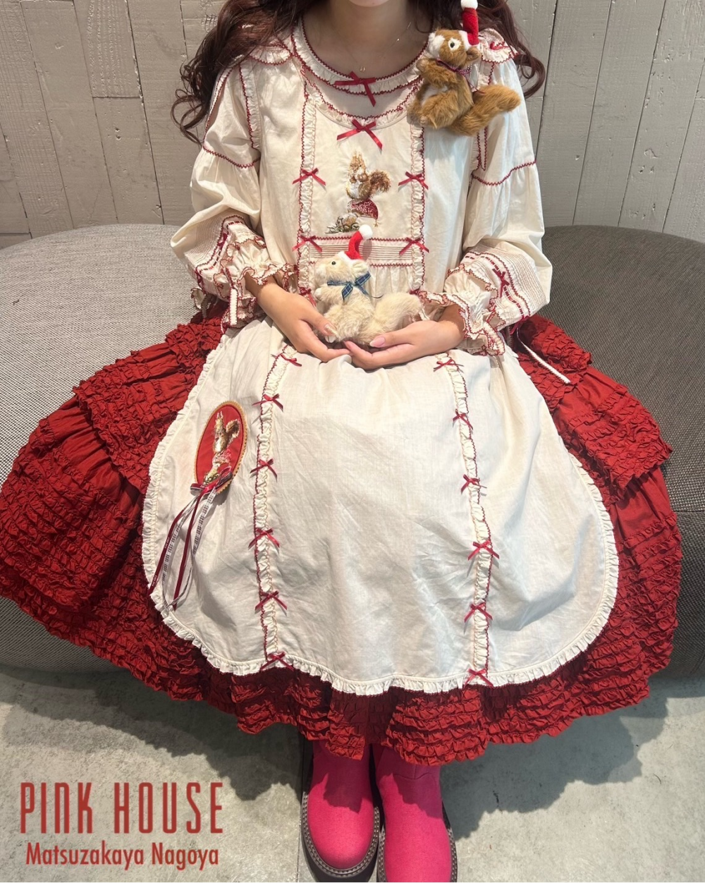 りす刺繍入りフードタブリエ*〜 | ピンクハウス | 松坂屋名古屋店公式