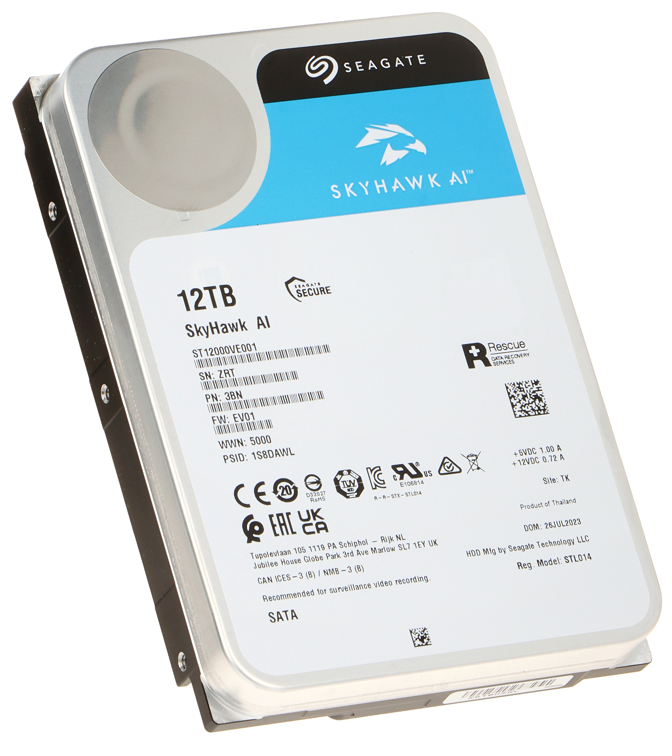 HDD FOR DVR HDD-ST12000VE001 12TB 24/7 SkyHawk AI SEAG - HDDs