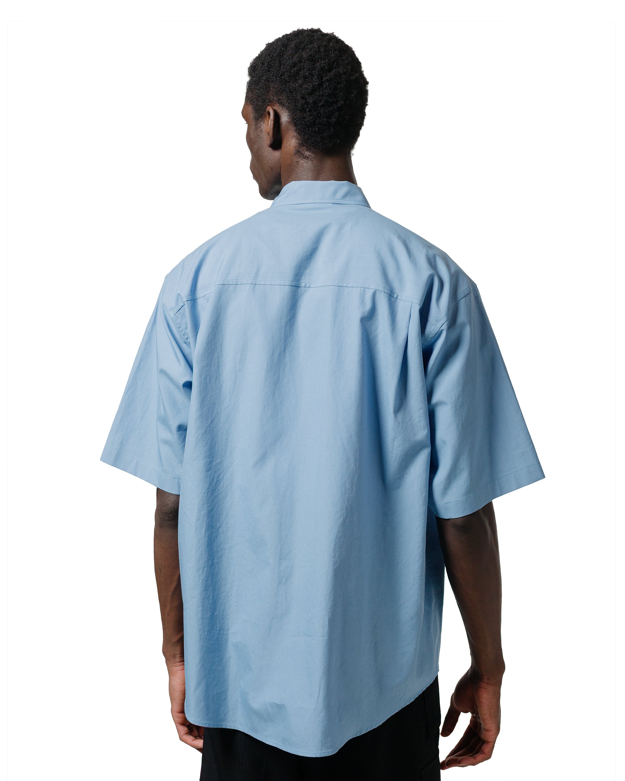 Auralee Washed Finx Twill Big Half Sleeved Shirt Sax Blue