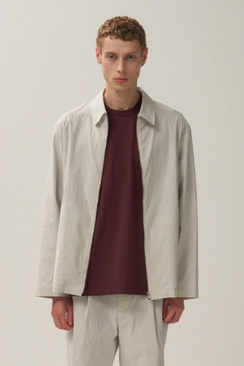 ATON STRETCH NYLON LINEN ZIP-UP JACKET (2COL)