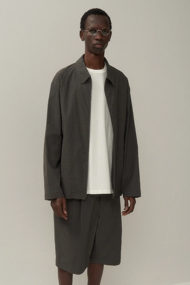 ATON STRETCH NYLON LINEN ZIP-UP JACKET (2COL)