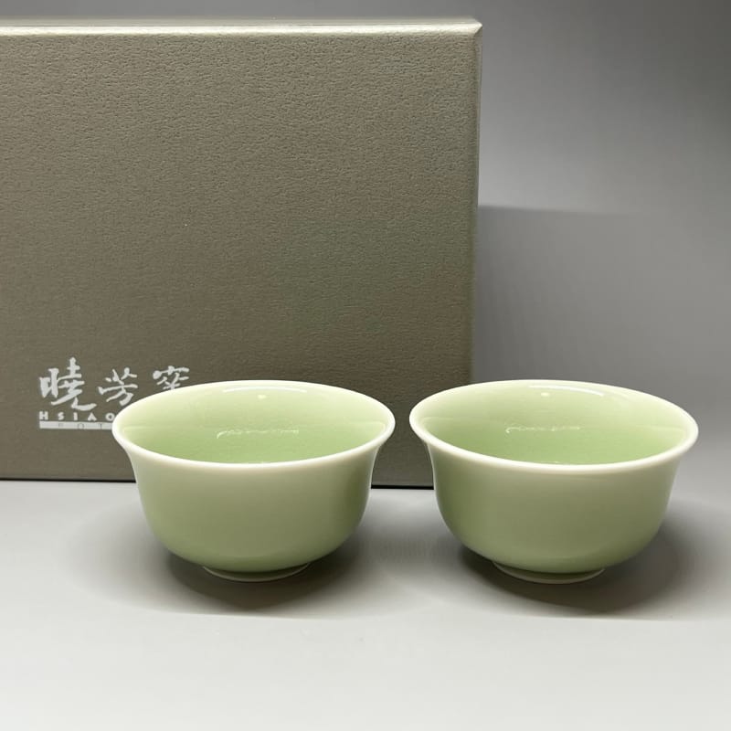 茶香自在】曉芳窯蔡曉芳大師碧青映月杯對杯禮盒