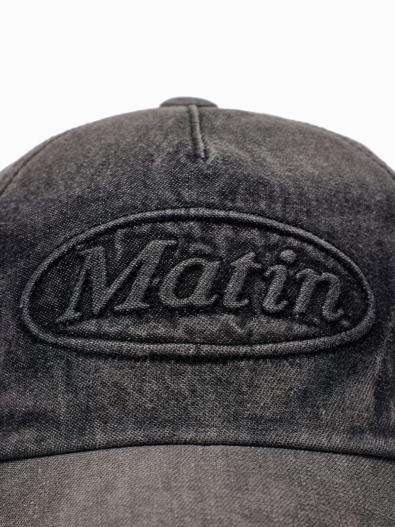 EMBOSSED LOGO DENIM BALL CAP IN BLACK