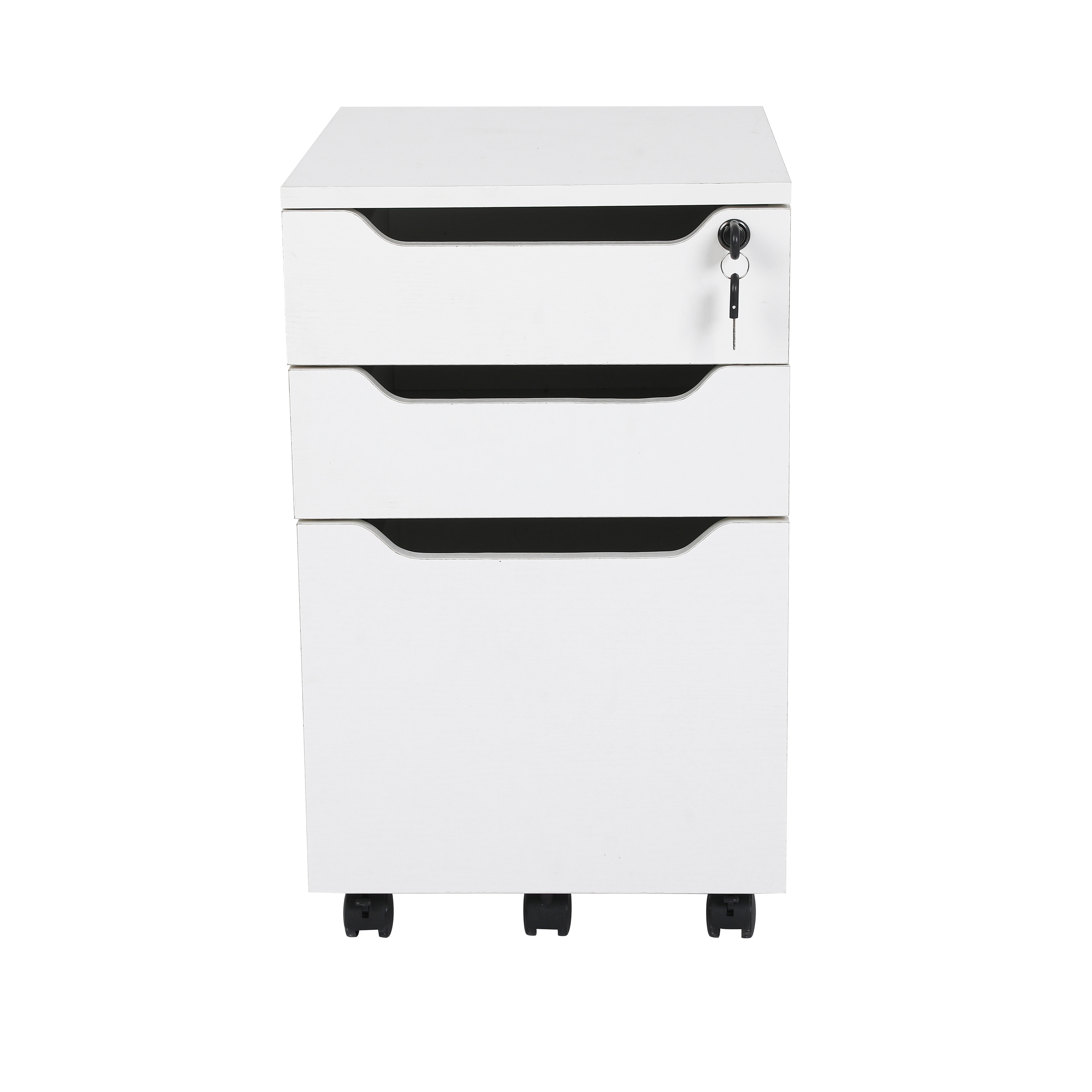 BTM デスクワゴン サイドワゴン 大容量 完成品 3段 鍵付き キャスター