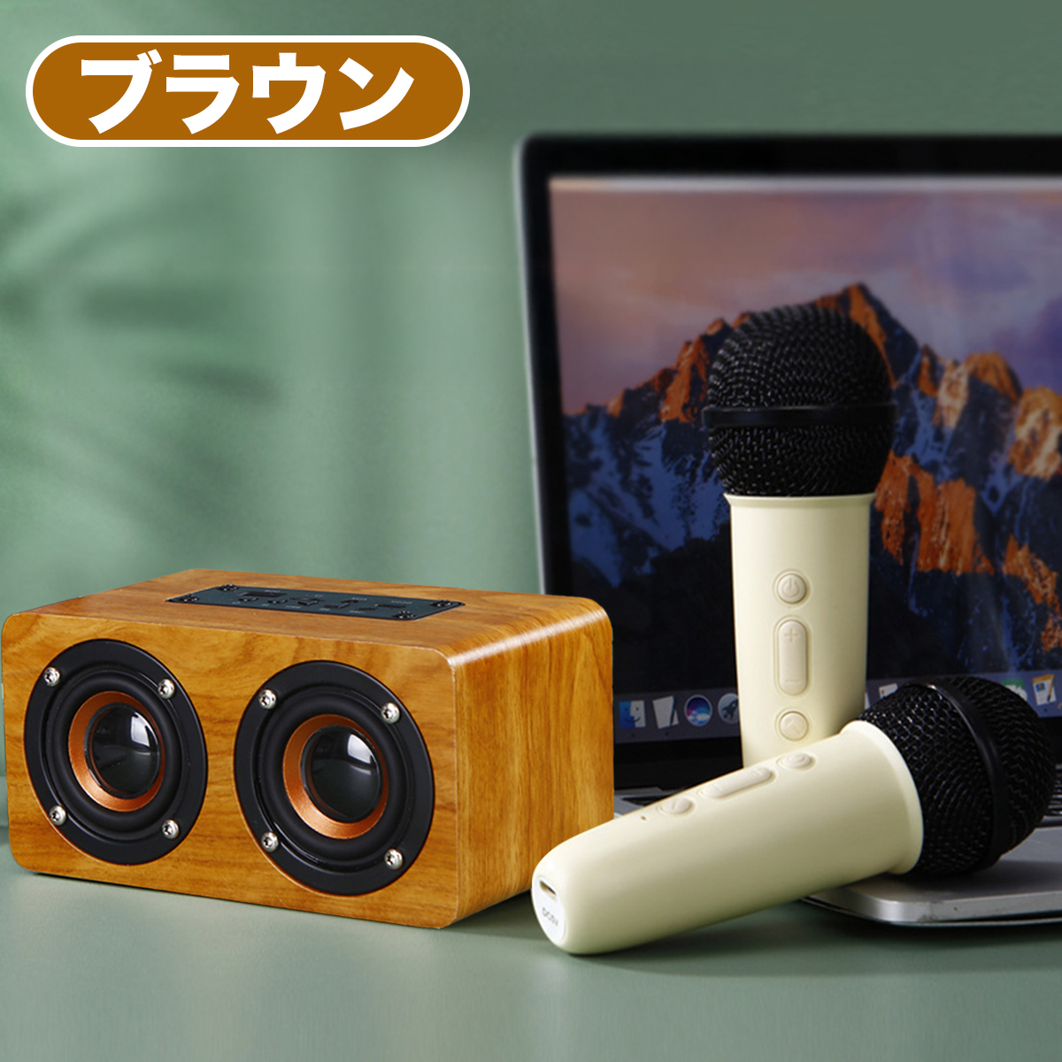 カラオケセット Bluetooth スピーカー マイク2本付き コードレス 家庭
