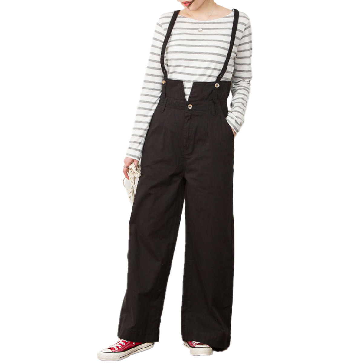 marai（マーライ） パンツ レディース ワイドパンツ サスペンダー付き