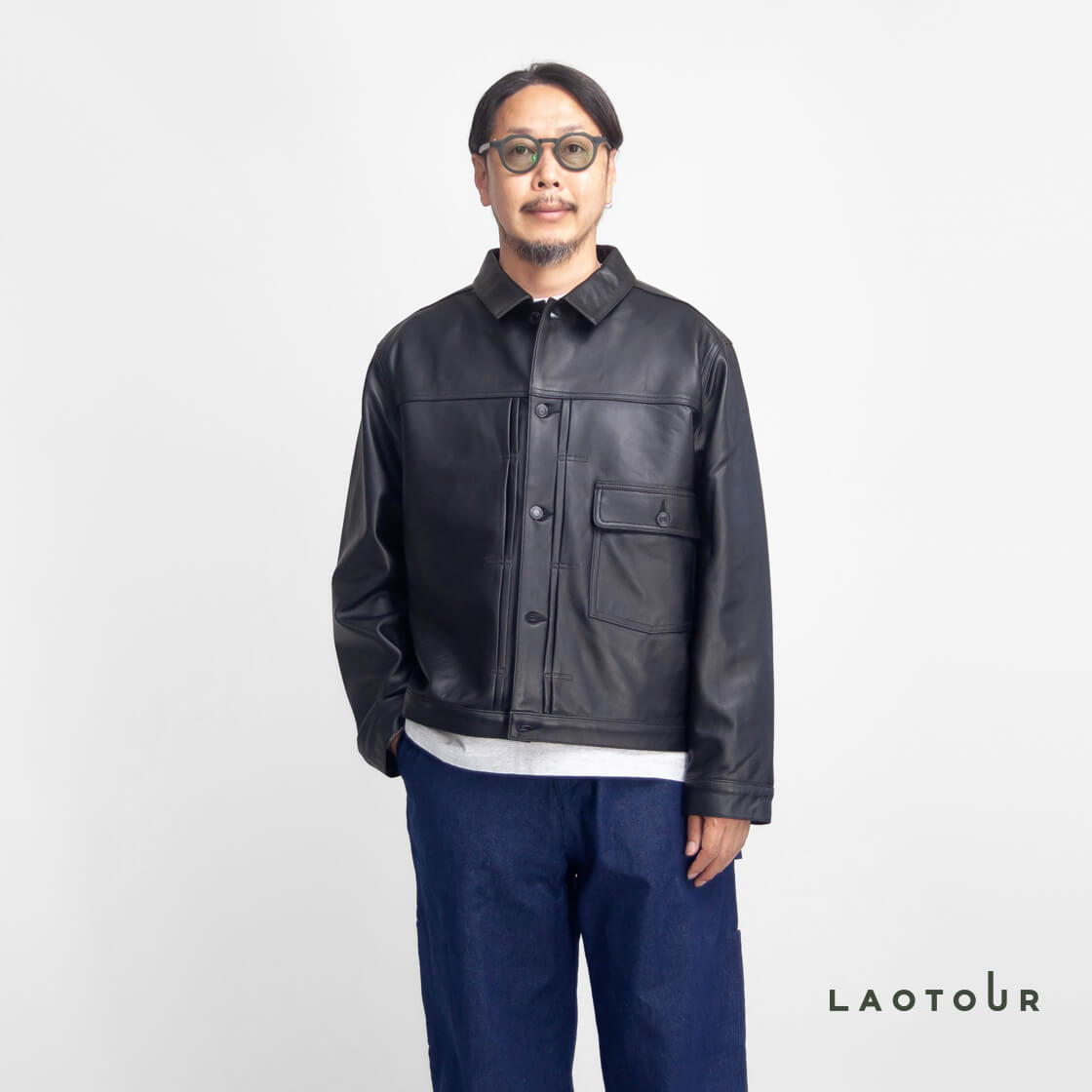 セール価格】LAOTOUR 本革 ラムレザー 1st Gジャン トラッカー