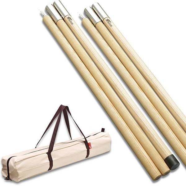 テントポール 木製テントポール ウッド 直径 32mm 高さ160 - 240cm 2本