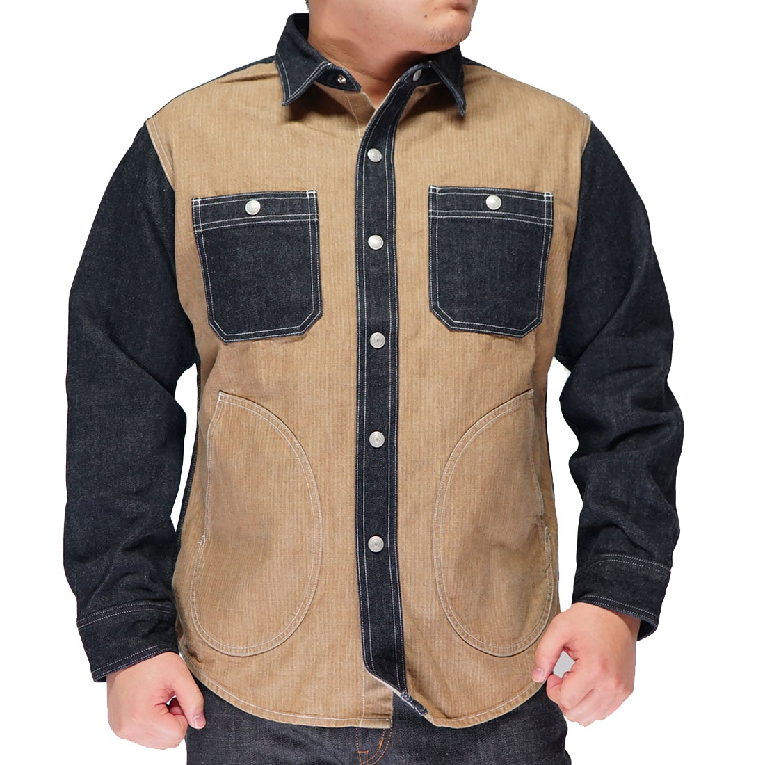 児島ジーンズ KOJIMA GENES 長袖 シャツ 日本製 メンズ デニム コンボ