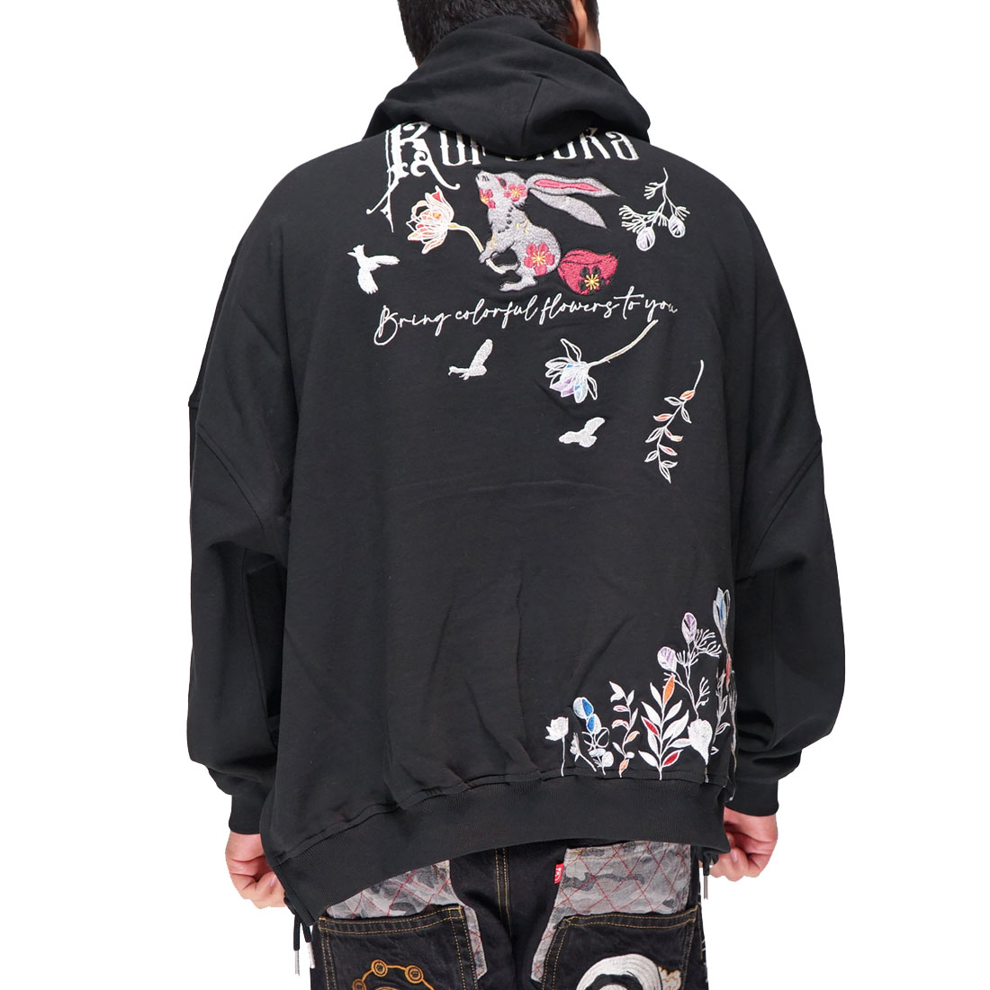 黒菟華 kurotoka 和柄 パーカー メンズ 兎 変形 うさぎ 参丸一 AL