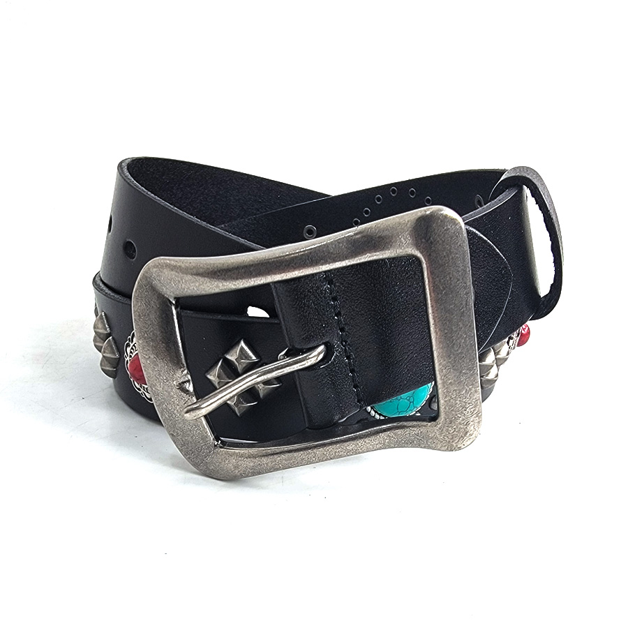 レザーベルト 本革 インディアンコンチョ スタッズベルト メンズ