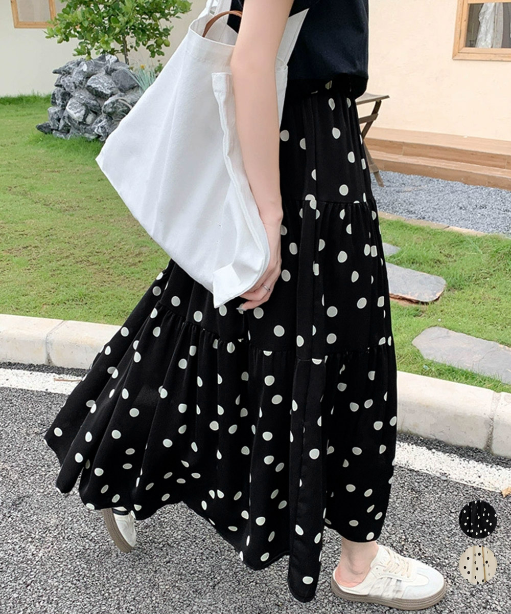 miniministore（ミニミニストア） ドット柄ティアードスカートフレア