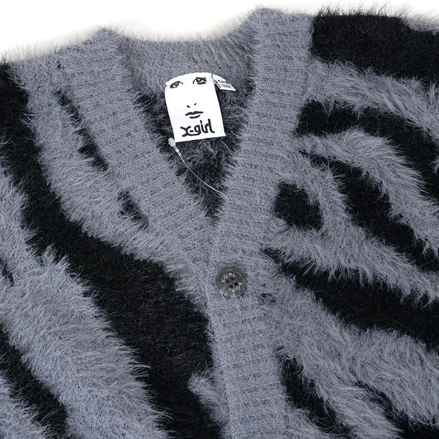 X-girl（エックスガール） ゼブラ ニットカーディガン 105244015015