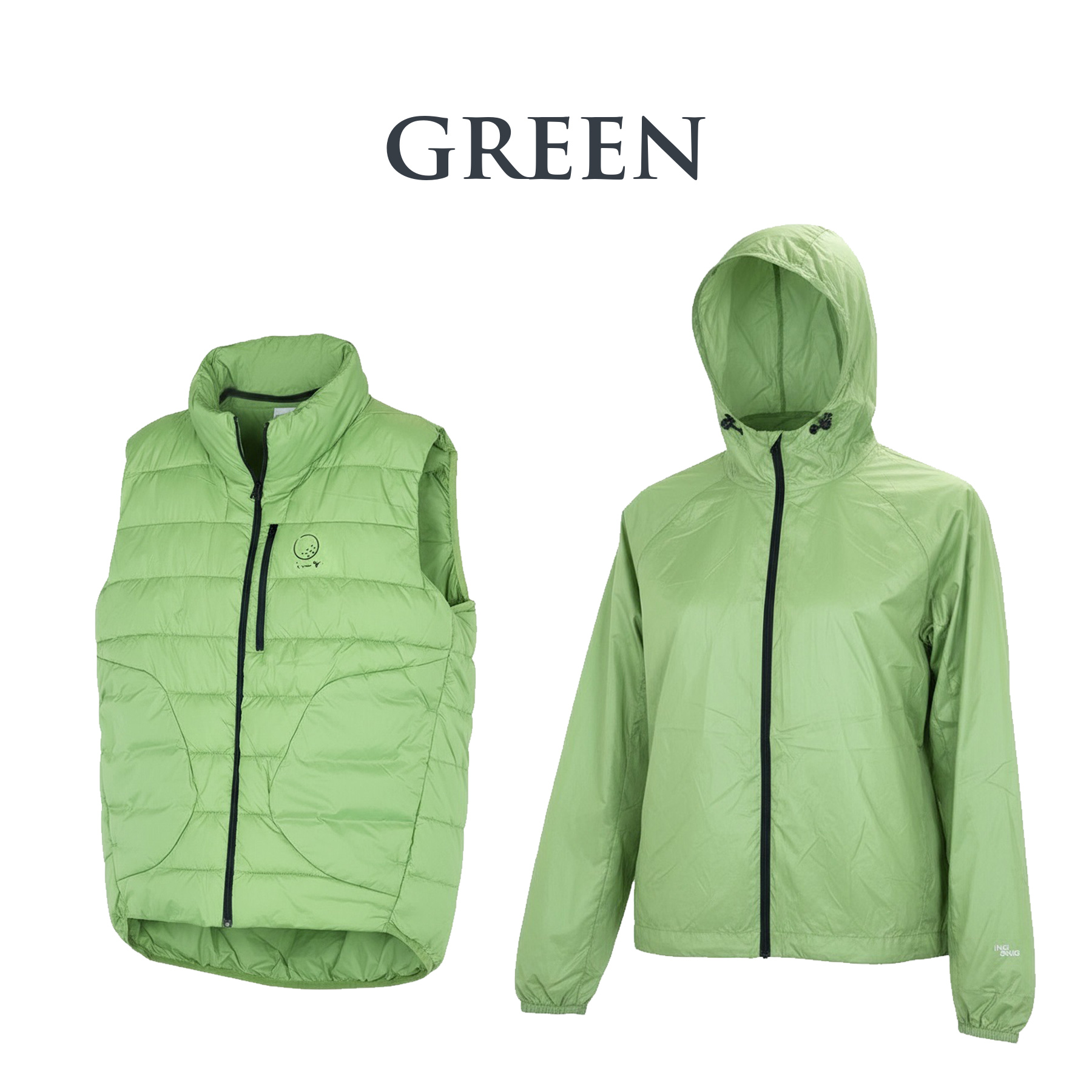 ゴルフ ダウンベスト ゴルフウエア 中綿 ウインドシェル付き 2点セット