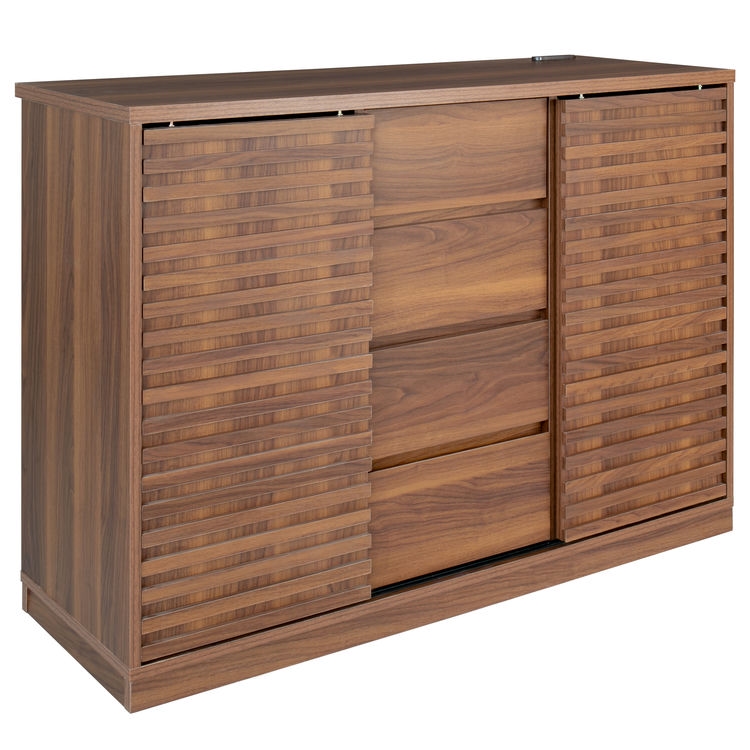 チェスト 120cm幅 キャスター コンセント 2口 キャビネット 食器棚