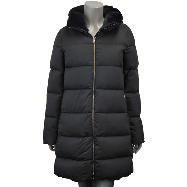 HERNO（ヘルノ） Aシェイプ エコファー ダウンコート ダウンジャケット