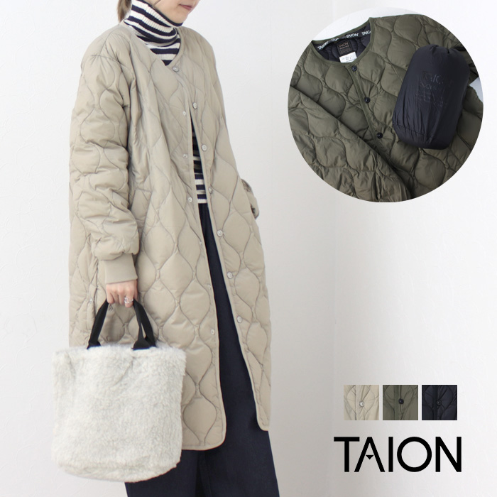 TAION（タイオン） ミリタリーオーバーサイズクルーネックダウンコート