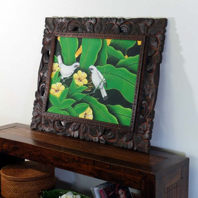 バリ絵画 鳥 アジアン雑貨 インテリア 花鳥風月 プンゴセカン