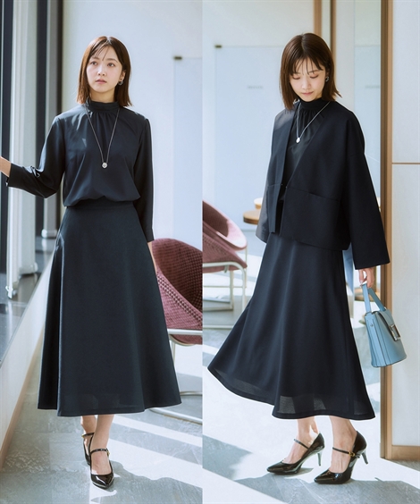 ニッセン（nissen） スーツ スカート レディース ノーカラー