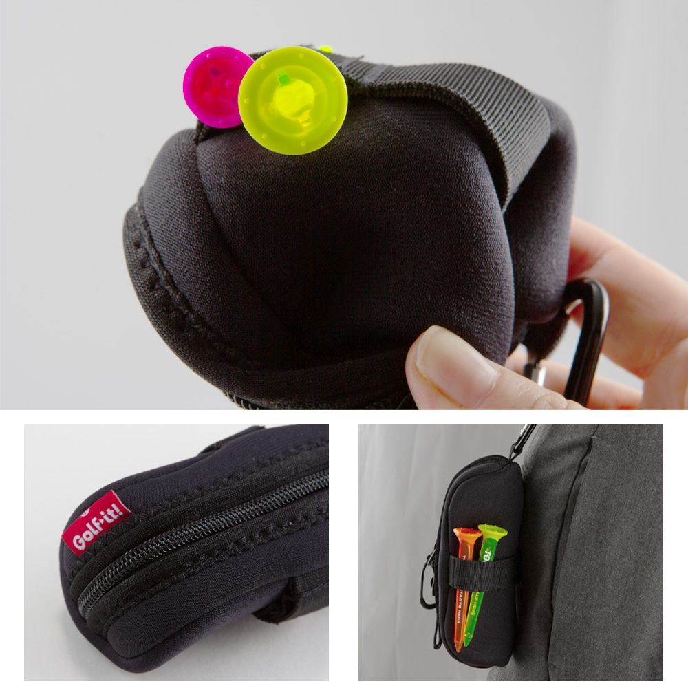 LITE（ライト） ゴルフ ボールケース ボールポーチ 3個入用 カラビナ