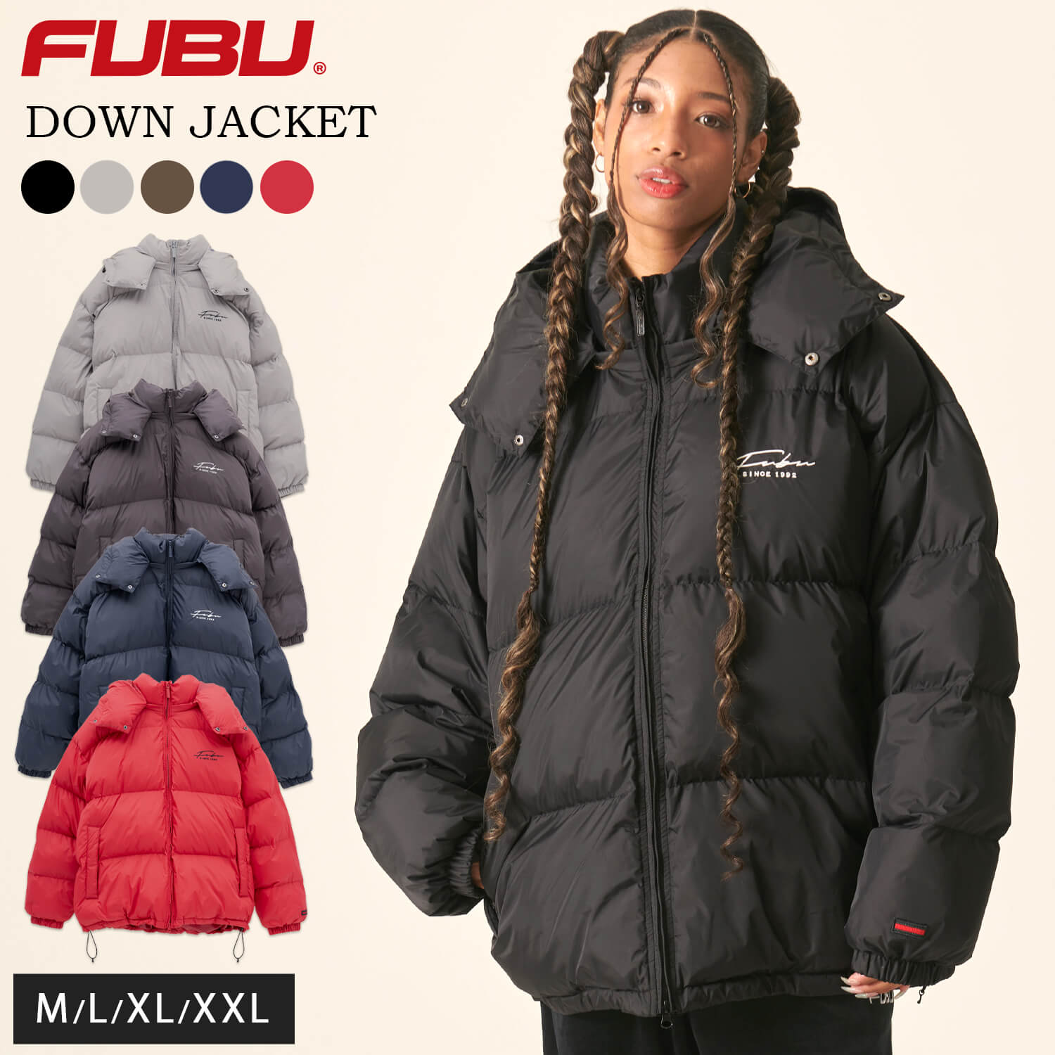 FUBU（フブ） ダウンジャケット メンズ 長袖 中綿ジャケット ナイロン