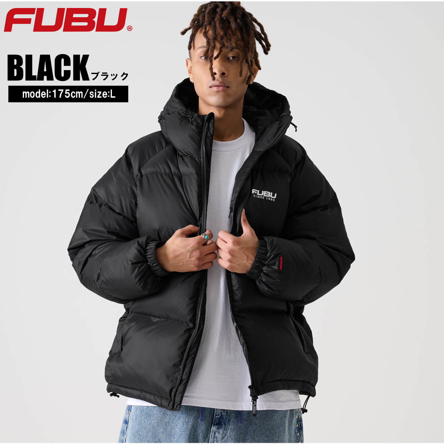 FUBU（フブ） 中綿ジャケット メンズ フード付き ナイロンツイル 長袖