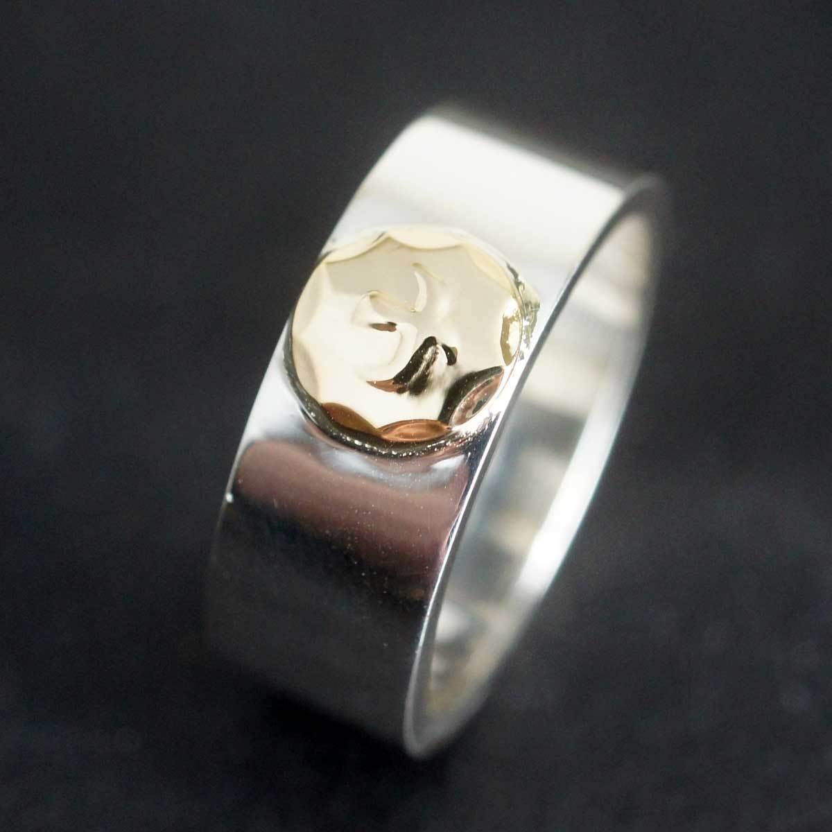 18金平打ちリング（イーグル） 18金 シルバーリング メンズリング