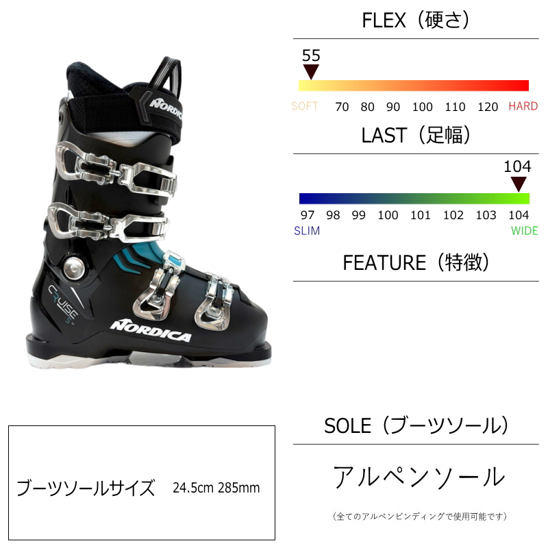 24-25 NORDICA THE CRUISE S W [24.5cm足幅104mm幅] ノルディカ