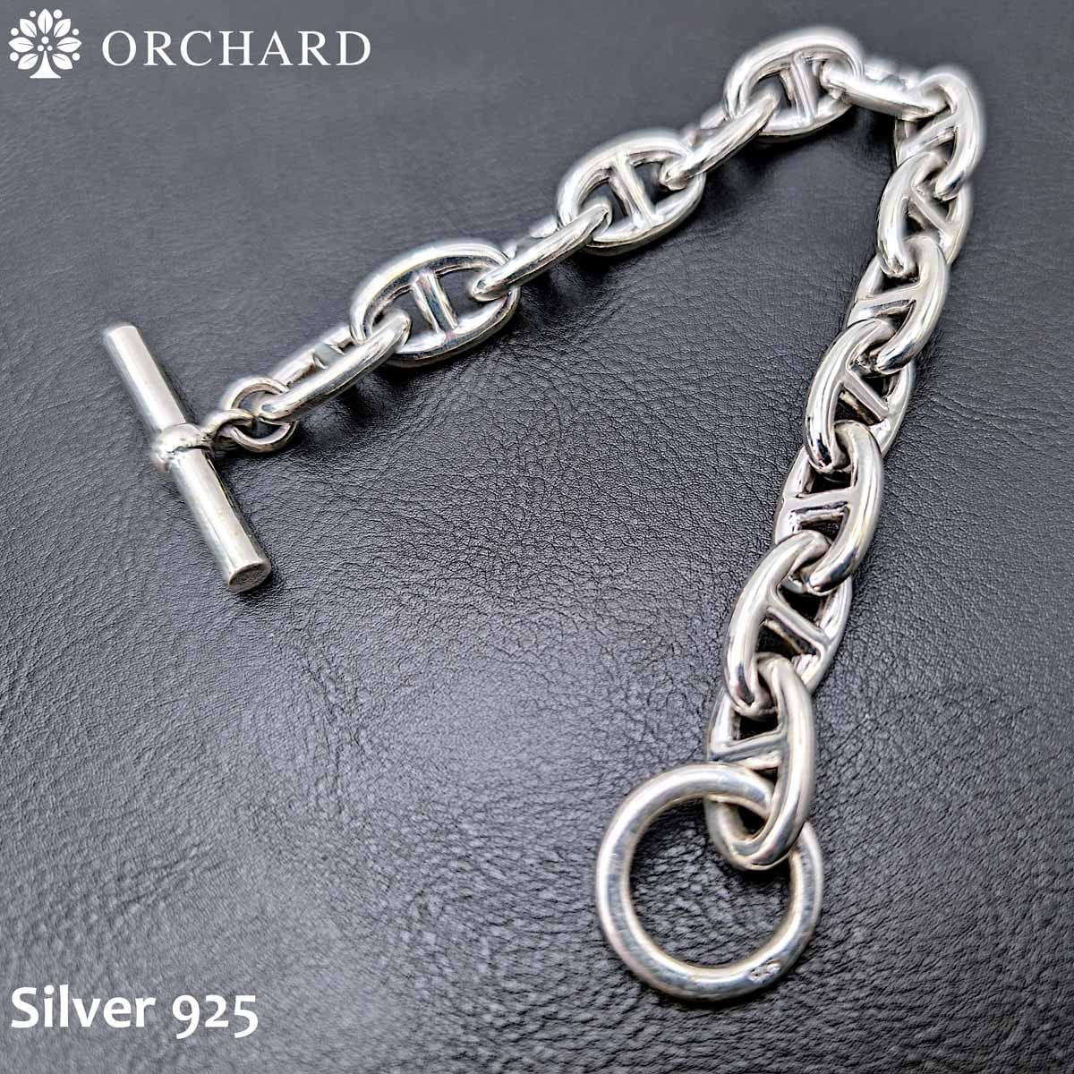 シルバー925 アンカーチェーン ミドルサイズ ブレスレット 22cm メンズ