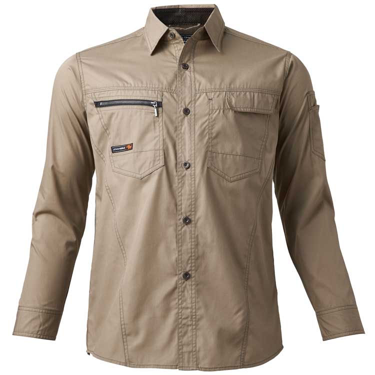 アタックベース 作業服 シャツ 長袖 メンズ 夏用 薄手 作業着 メッシュ