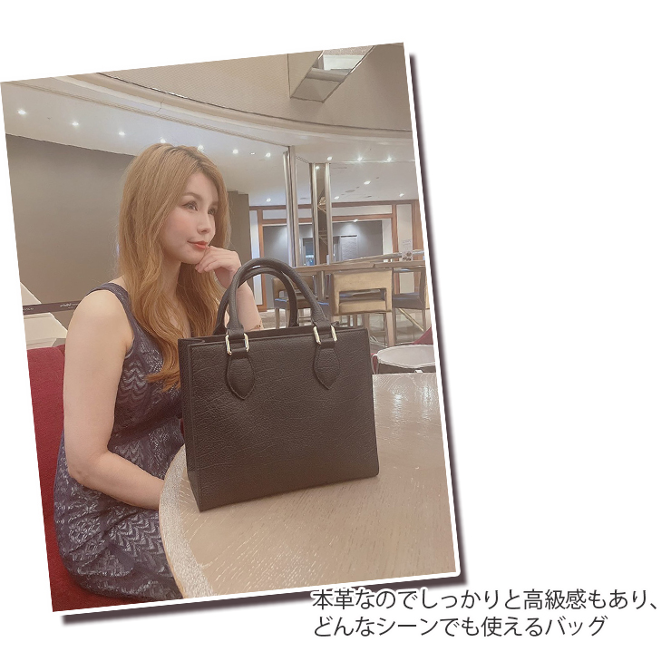 本革 ミニ トートバッグ ブラック ショルダー付き ミニトートバッグ