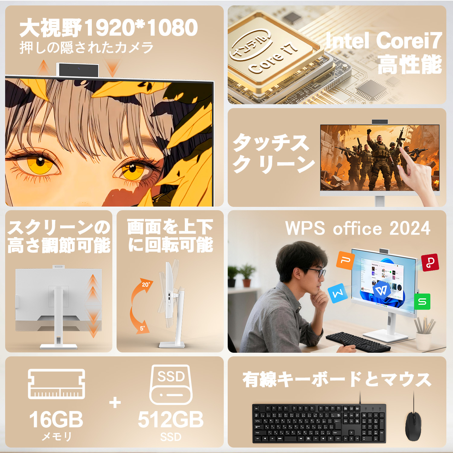 インテル（intel） 新品 デスクトップパソコン 一体型 Office