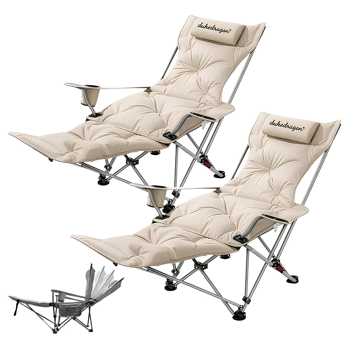 2脚セット リクライニング アウトドアチェア 折りたたみ式