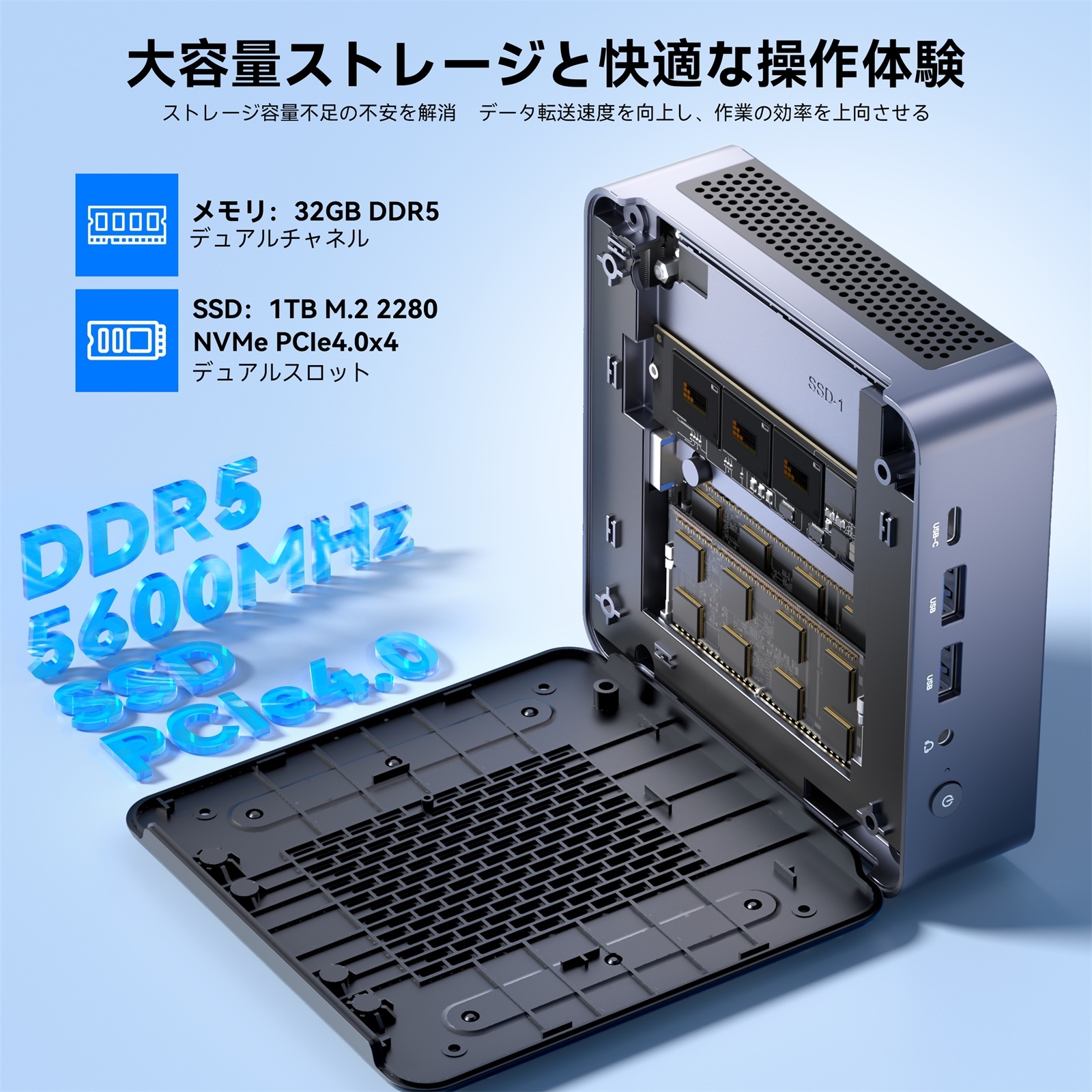 NiPoGi ミニpc Ryzen 7 8745HS mini pc 32GB DDR5-5600 1TB M.2 NVME
