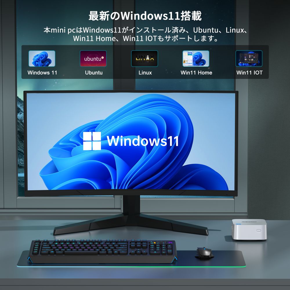 ACEMAGIC 手のひらサイズ ミニpc インテル n100 ミニパソコン 16GB