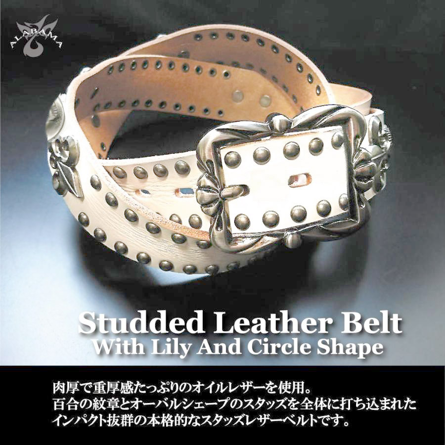 ベルト スタッズベルト メンズ 本革 オイルレザーベルト クラウン
