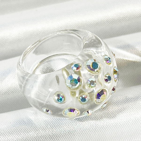 涼しげな クリアカラー リング 13号◇スワロフスキー◇デザインリング