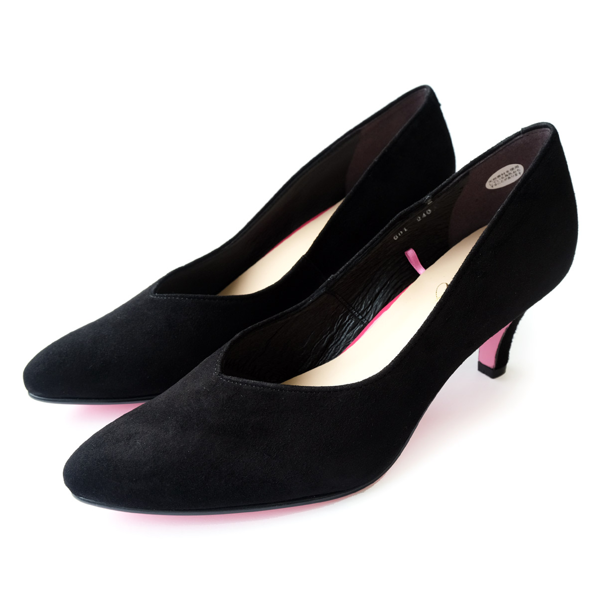 パンプス レディース ポインテッドトゥ Vカット 黒 本革 歩きやすい