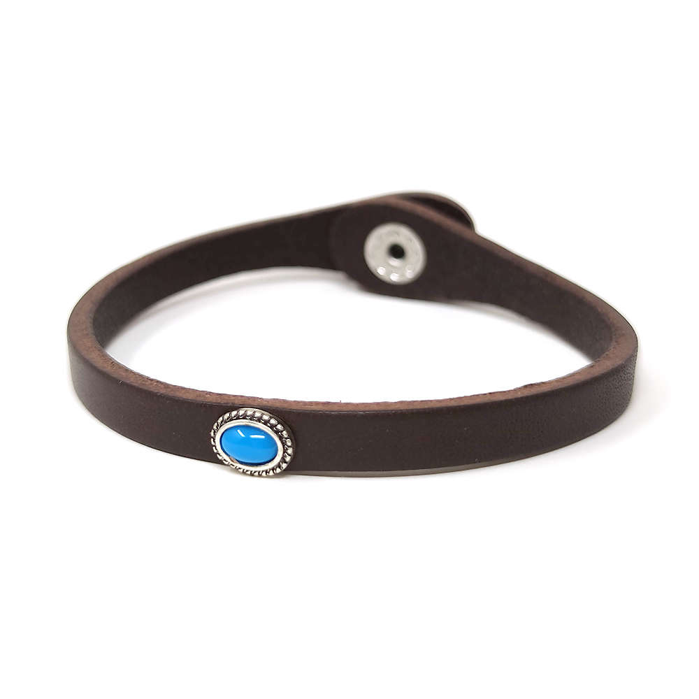 レザーブレスレット イタリアンレザー ターコイズ ターコイス コンチョ