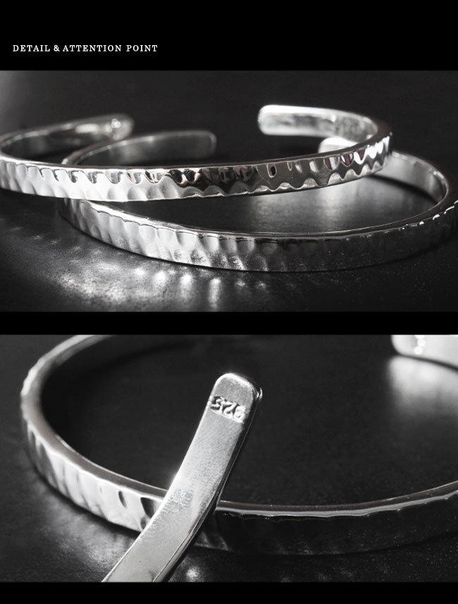 バングル ブレスレット シルバー925 シルバーバングル 銀細工 打ち付け