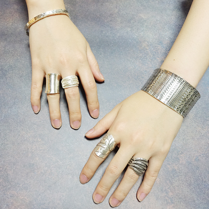 ansil（アンシル） カレンシルバー バングル レディース ワイドリーフ