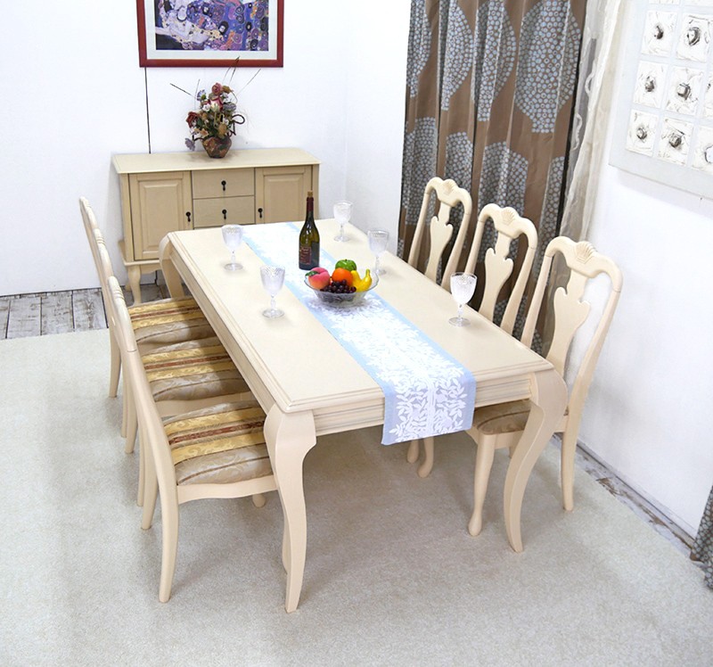 猫脚 ダイニングテーブル7点セット テーブル180cm チェア6脚セット