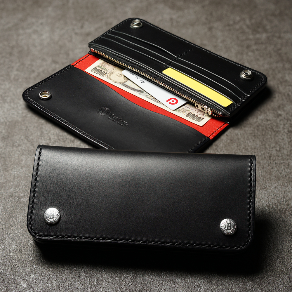 ロングトラッカーズウォレット コードバン 黒 バイカーズウォレット