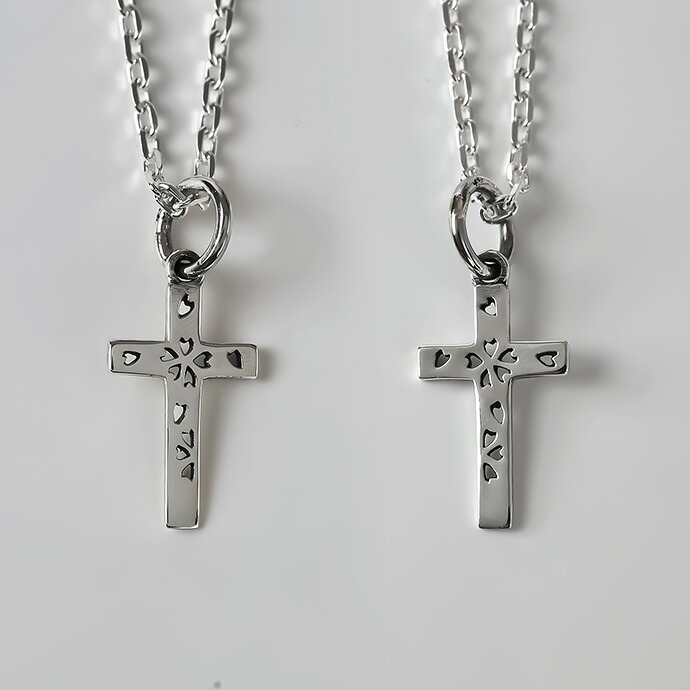 Binich（ビニッチ） 桜 クロス ネックレス 十字架 ペンダント シルバー