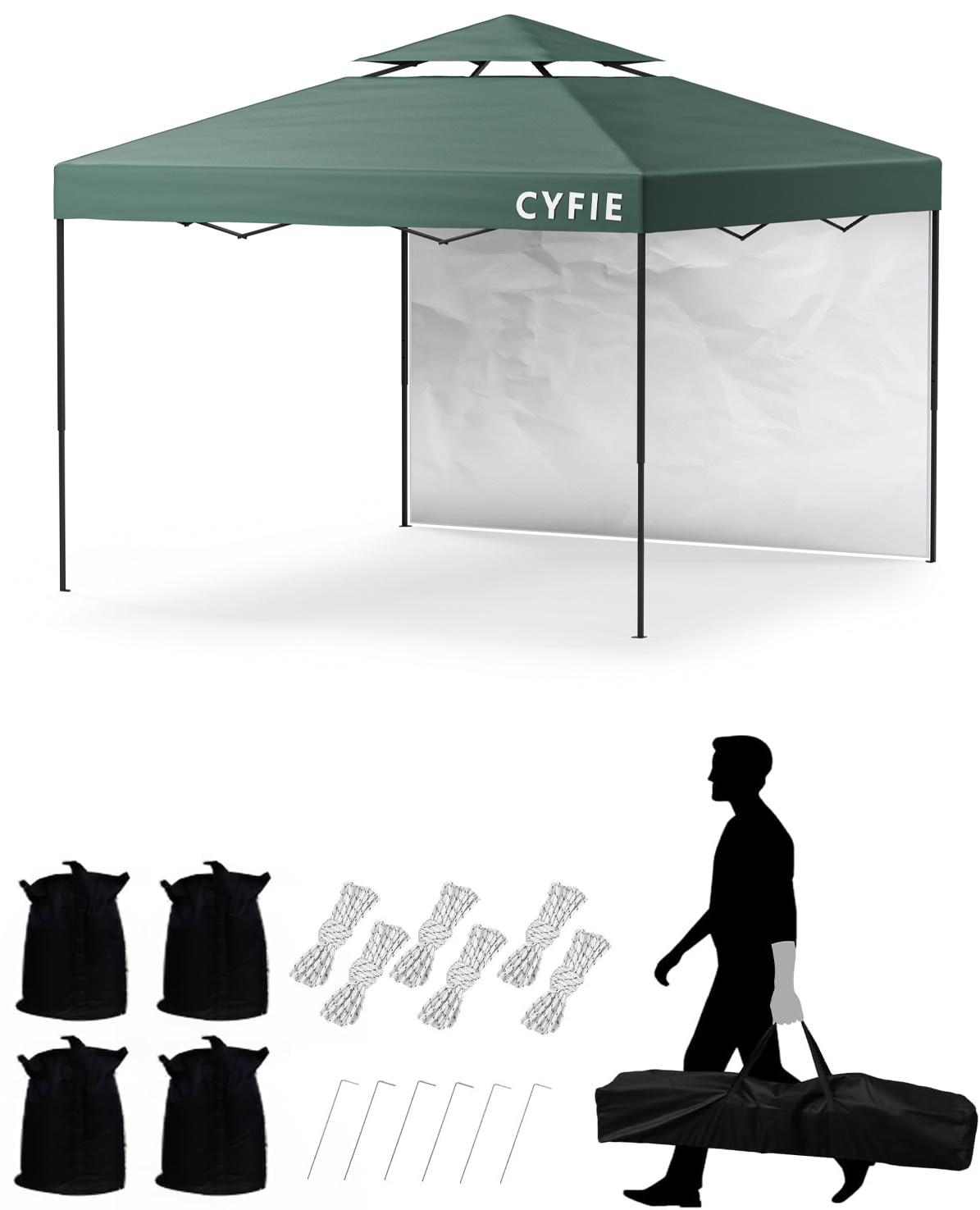 タープテント 3M ワンタッチタープテント サイドシート付 高さ3段階